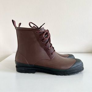 Madewell Lace-up Lugsole Rain Boot Cabernet - women’s size 8